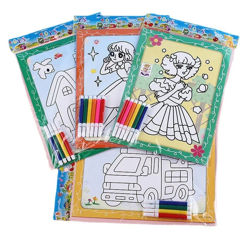DIY Double-sided Coloring Cards Painting Toys for Children Drawing