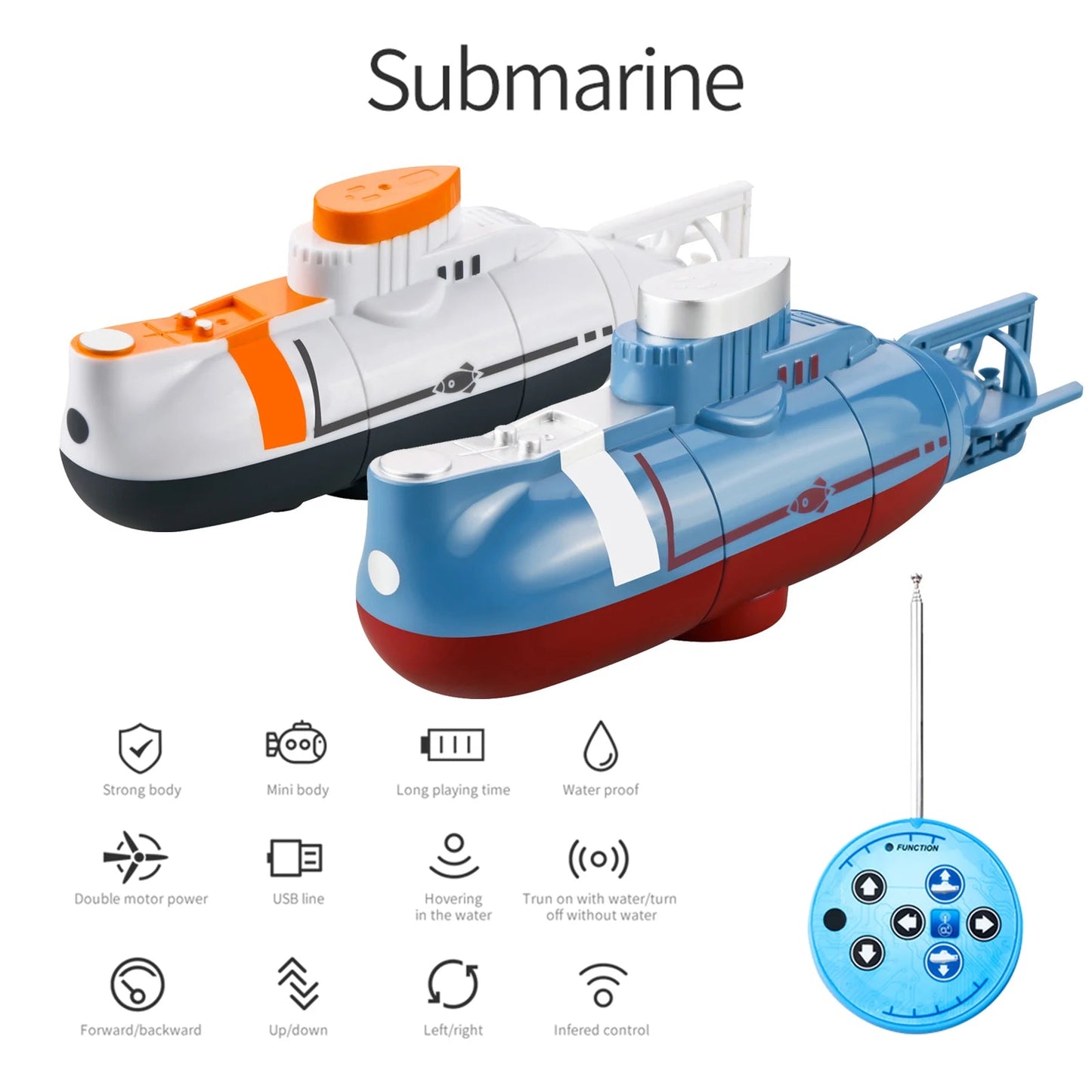 RC Submarine 0.1m/s Speed Remote Control Boat Waterproof Children's