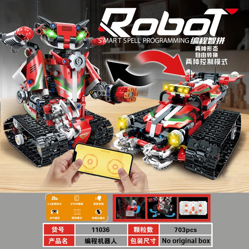 703-Piece 2-in-1 Technical Intelligent Robot and Racing Car Model with APP Control - ToylandEU