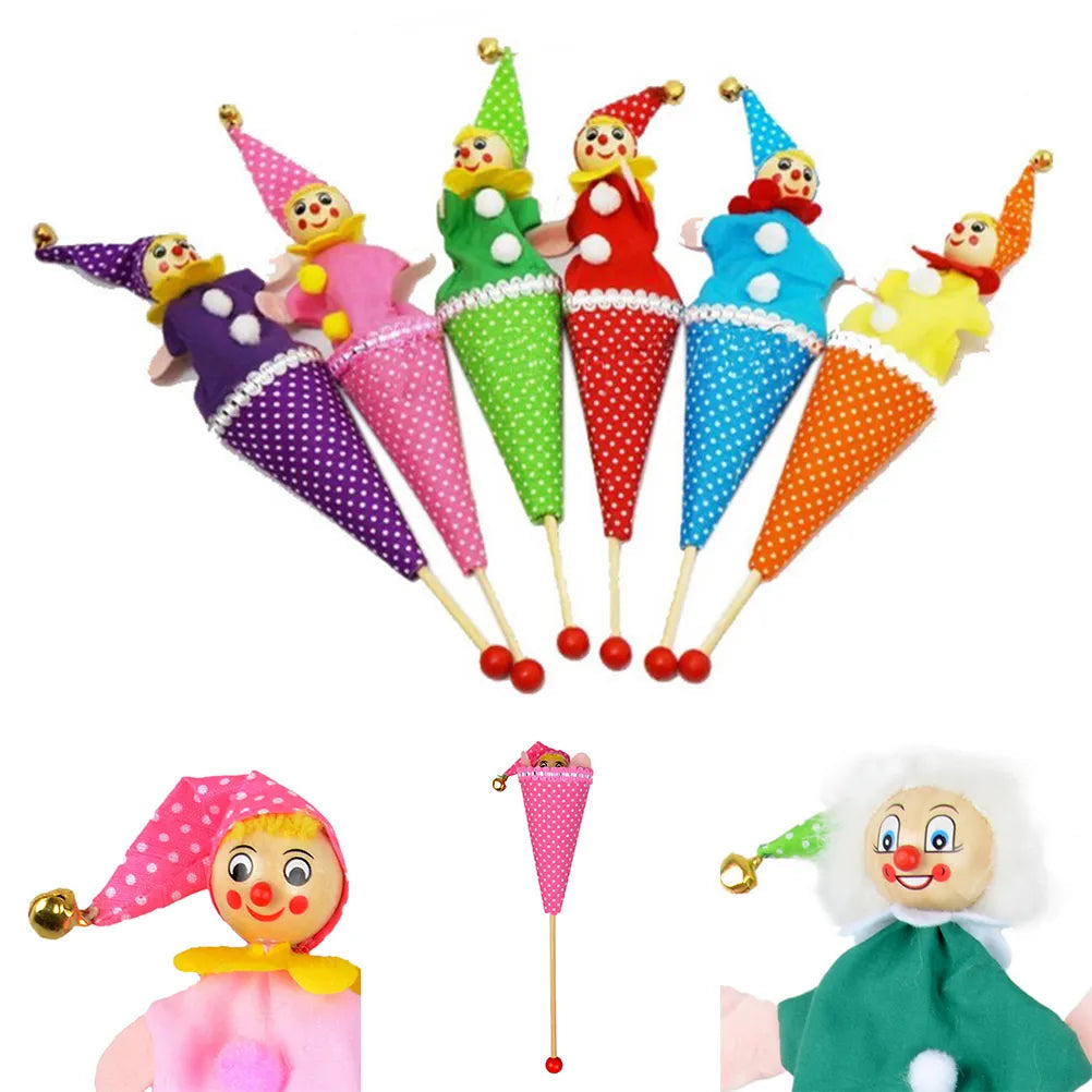 Creative Wooden Clown Puppet Educational Toy for Kids with Bell - ToylandEU
