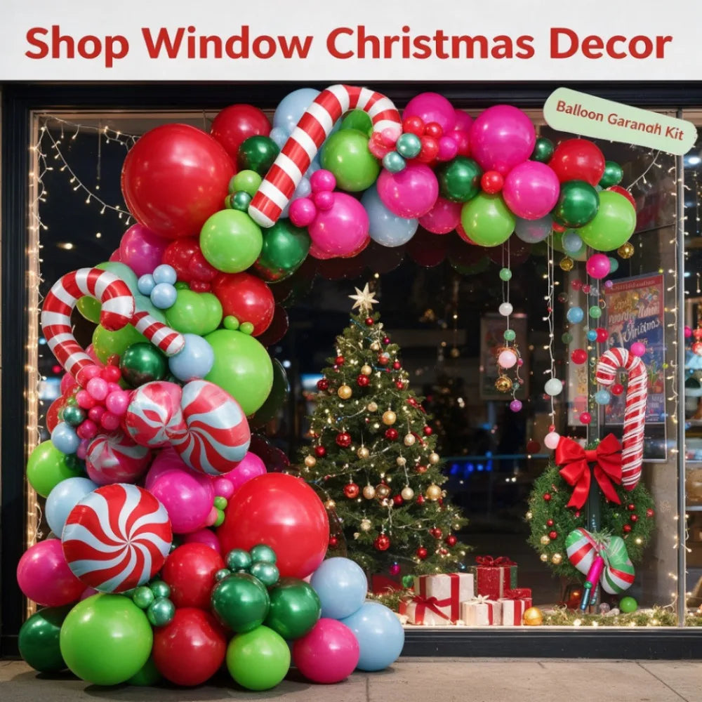 Candy Balloon Garland Kit | Christmas Theme | Hot Pink And Green | Party Decor