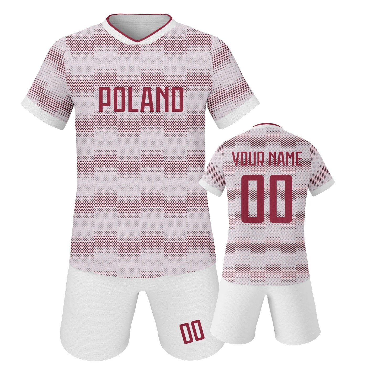 Personalized Kids Poland Soccer Jersey Set - Custom Name and Number Youth Training Uniform