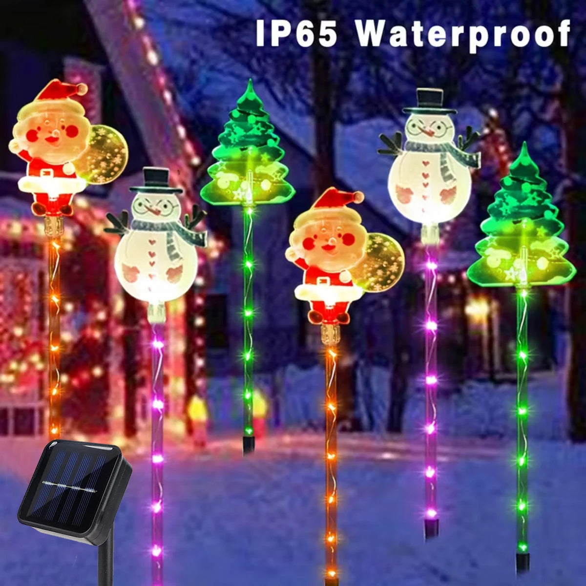 Solar Christmas Lawn Lights | 6 In 1 Set | Santa, Tree And Elk Decor