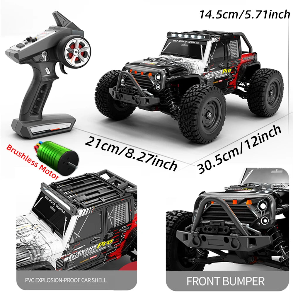 High-Speed 1:16 4WD Brushless RC Drift Truck with LED Lights - 70KM/H Fun!