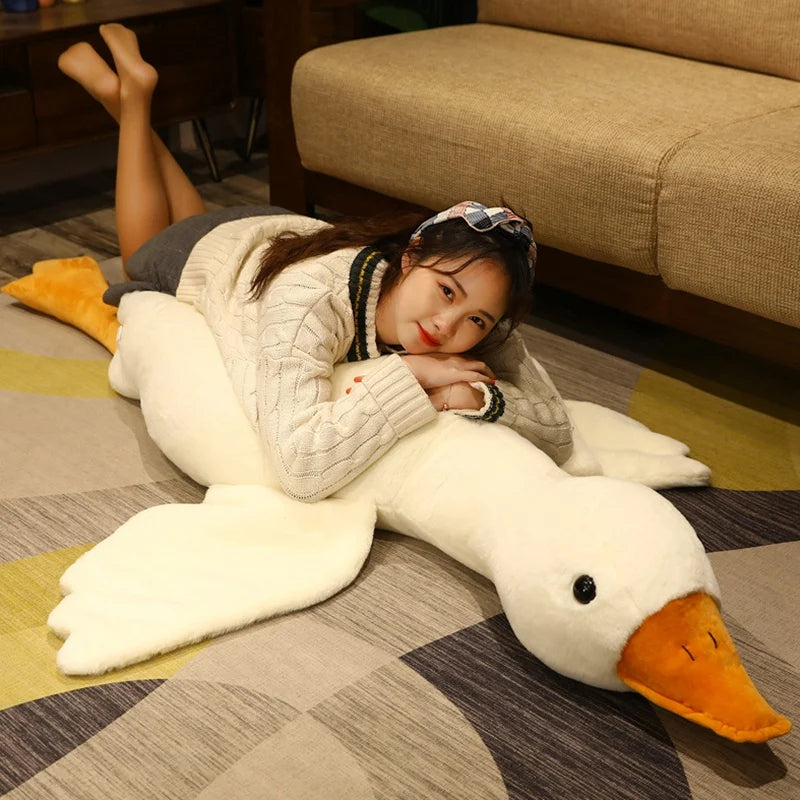 Giant Fluffy Duck Plush Toy Sleeping Pillow - 50-130cm Cute Animal - ToylandEU