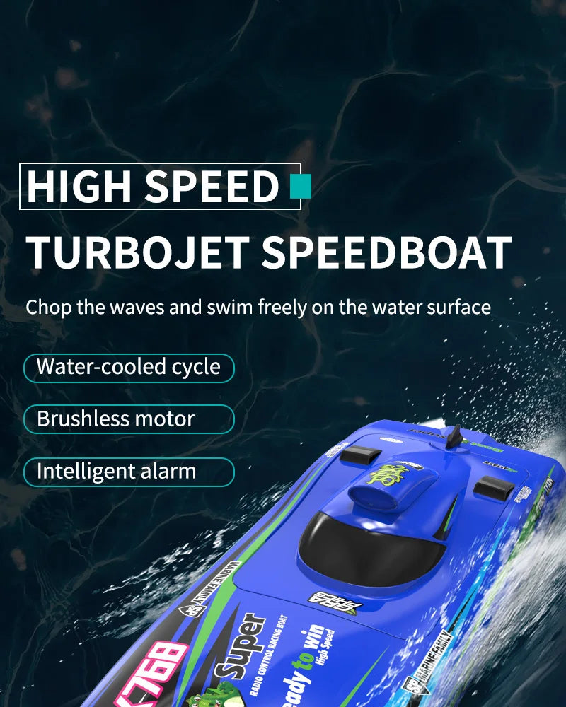 RC High-Speed Brushless RC Jet Boat 30km/h - Waterproof 2.4G Remote Control Speedboat for Kids