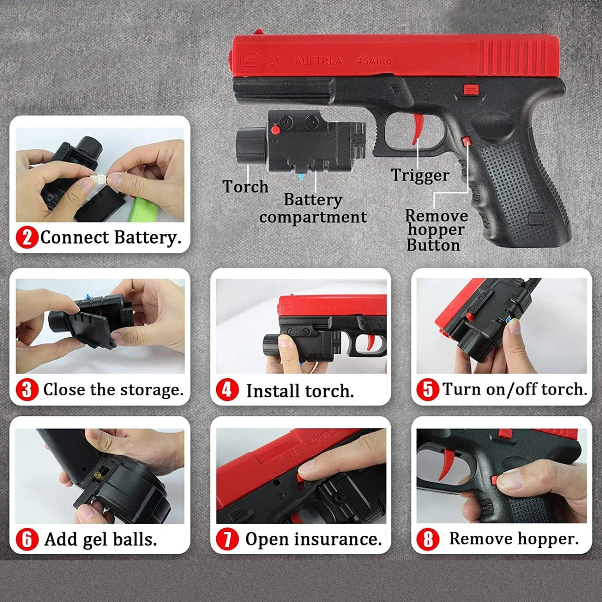 Electric Airsoft Pistol | Hydrogel Shot | Toylandeu™