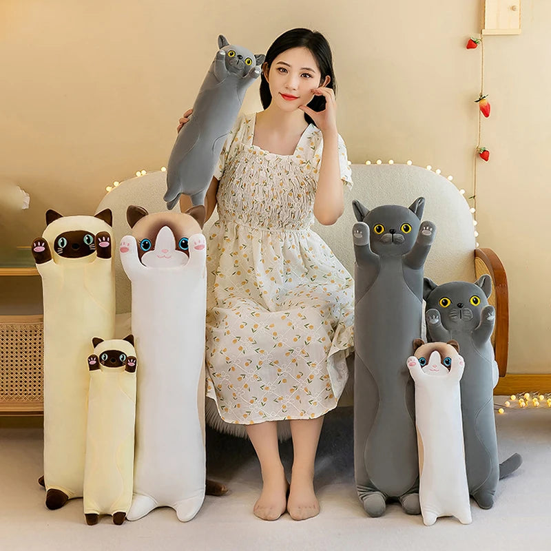 Plush Cat Pillow | Long Sleepy Shape | Toylandeu™