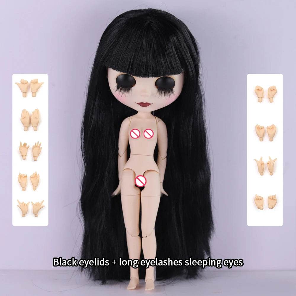 ICY DBS Blyth Doll 1/6 Joint Body 30cm Black Hair Black Eyelids Fashion Gift - ToylandEU