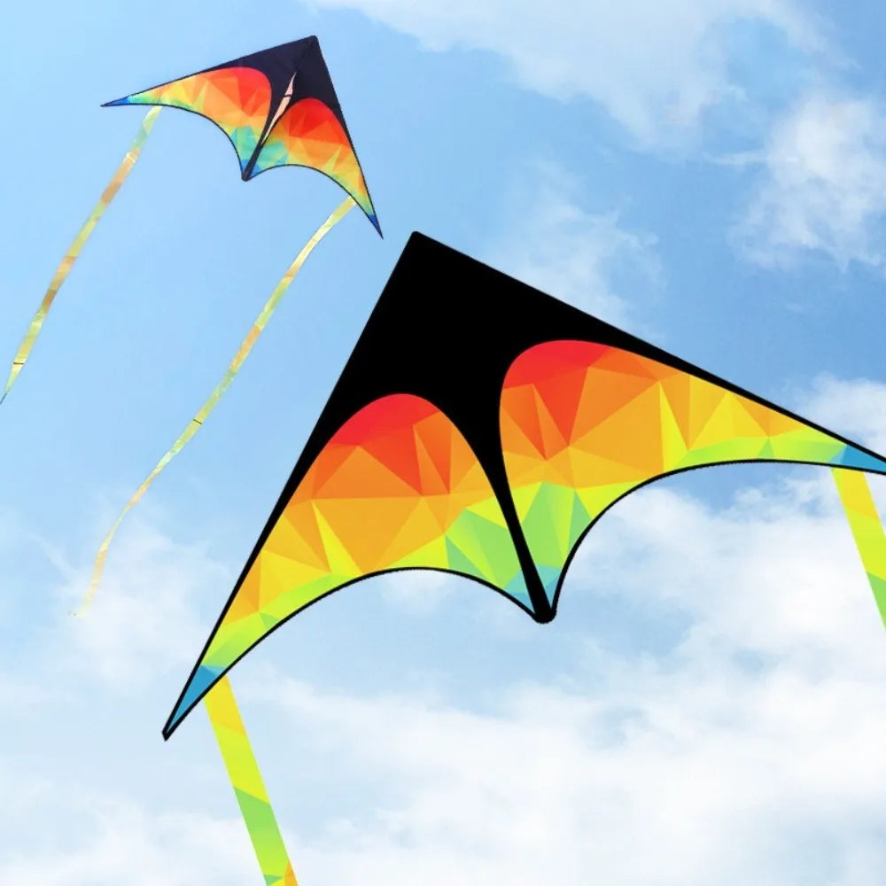 Kite | Delta Kite Double Tailed Colorful Large | 50m Line | Kids and Adults