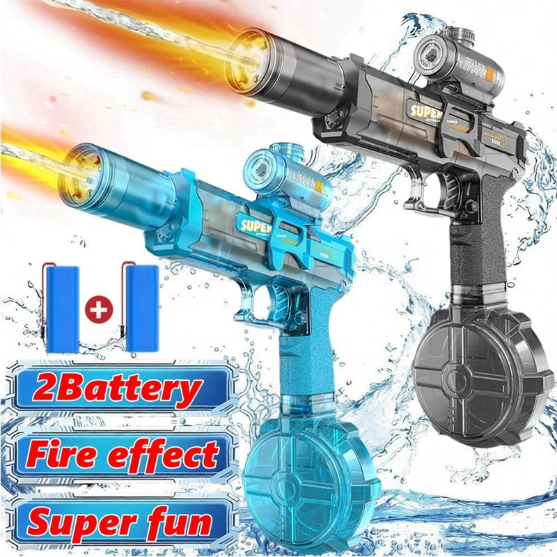 Electric Water Gun | LED Light Fire Effect | Water Storage Tank
