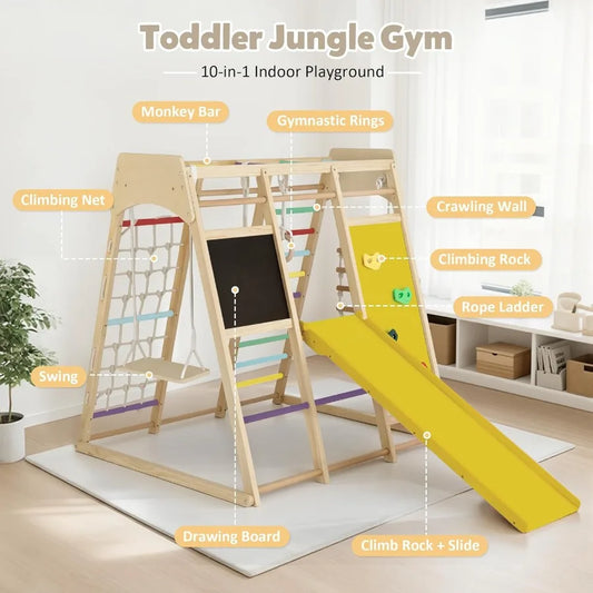 Indoor Jungle Gym 10 In 1 Wooden Montessori Climber