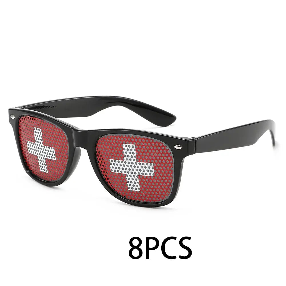 8PCS HD Vision Flag Sunglasses Football Match Fans Sun Glasses Comfortable Anti-slip Legs Sports Party Eyewear - ToylandEU