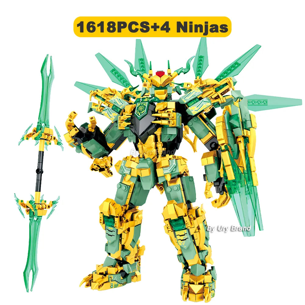 Ninja Golden Warrior Robot Mech with Flying Dragons - ToylandEU