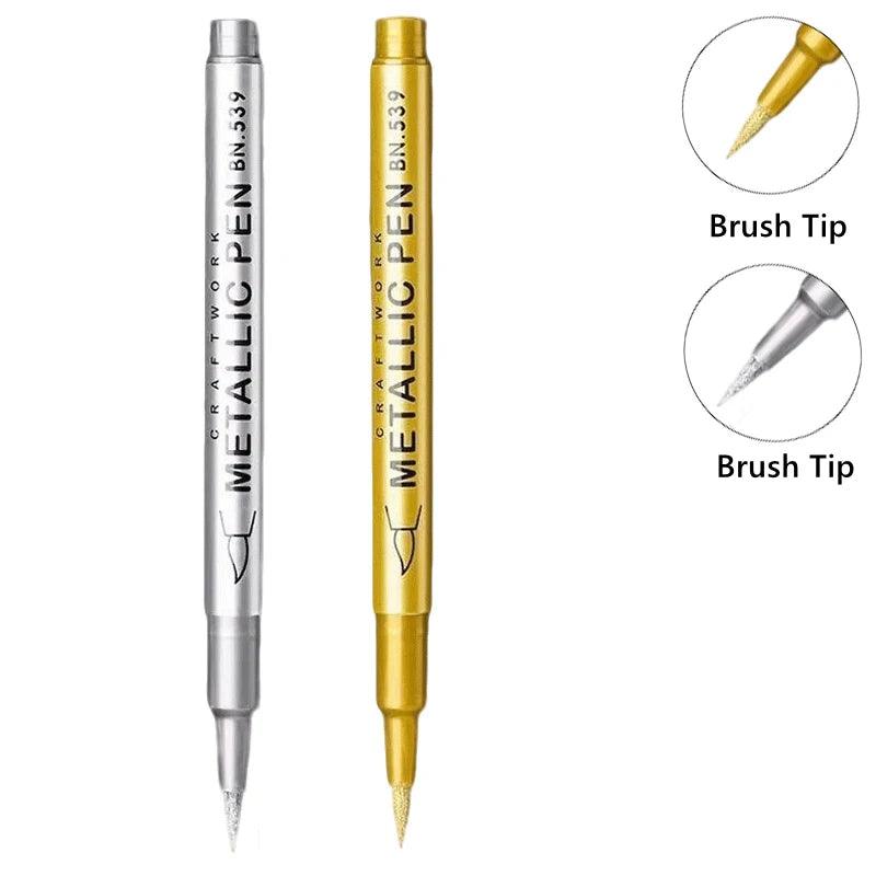 Metallic Paint Pens | Brush Tip Nib | Non Erasable Ink | 1 To 50 Pack