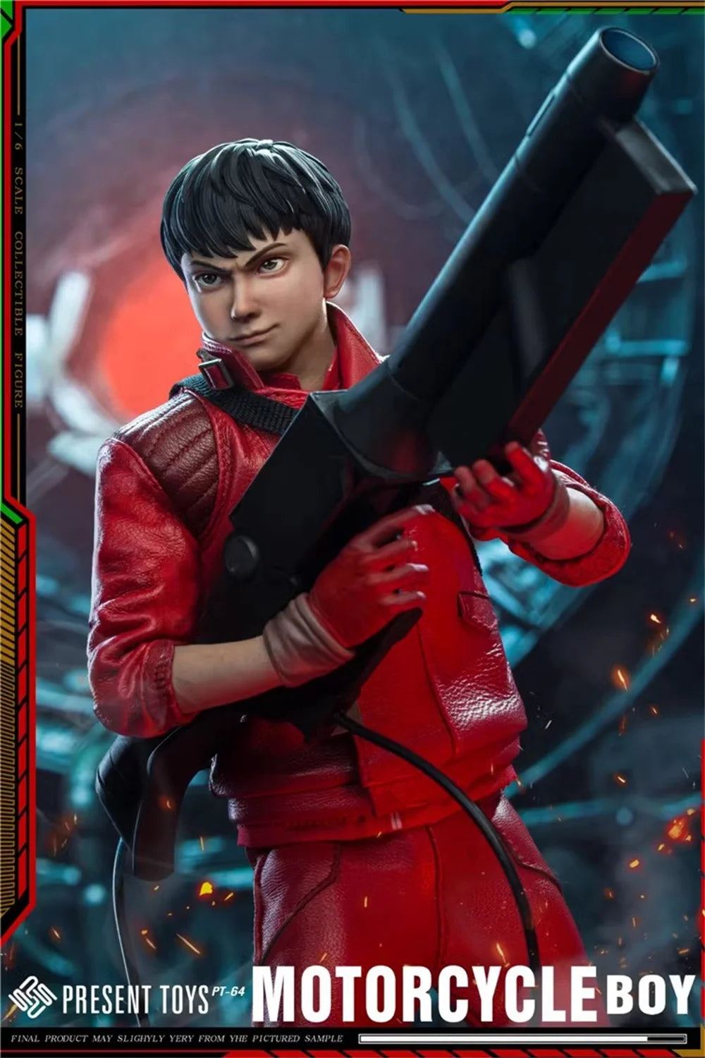 Leather Jacket | One Sixth Scale | Red Motorcycle Theme | Fits 12in Figures