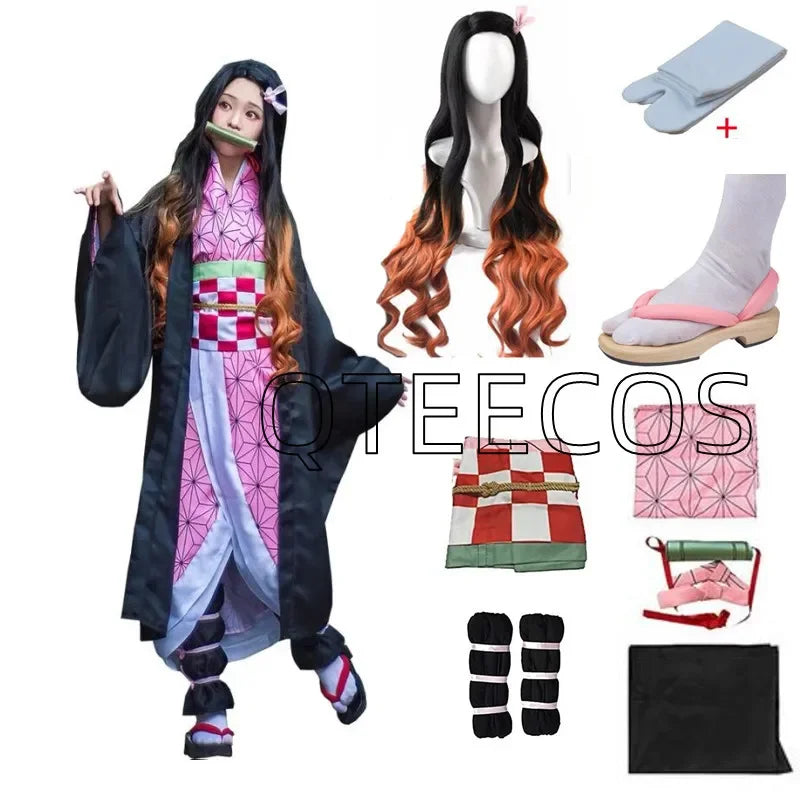Nezuko Cosplay Outfit | Polyester Fabric | Demon Slayer Anime | Adult Unisex