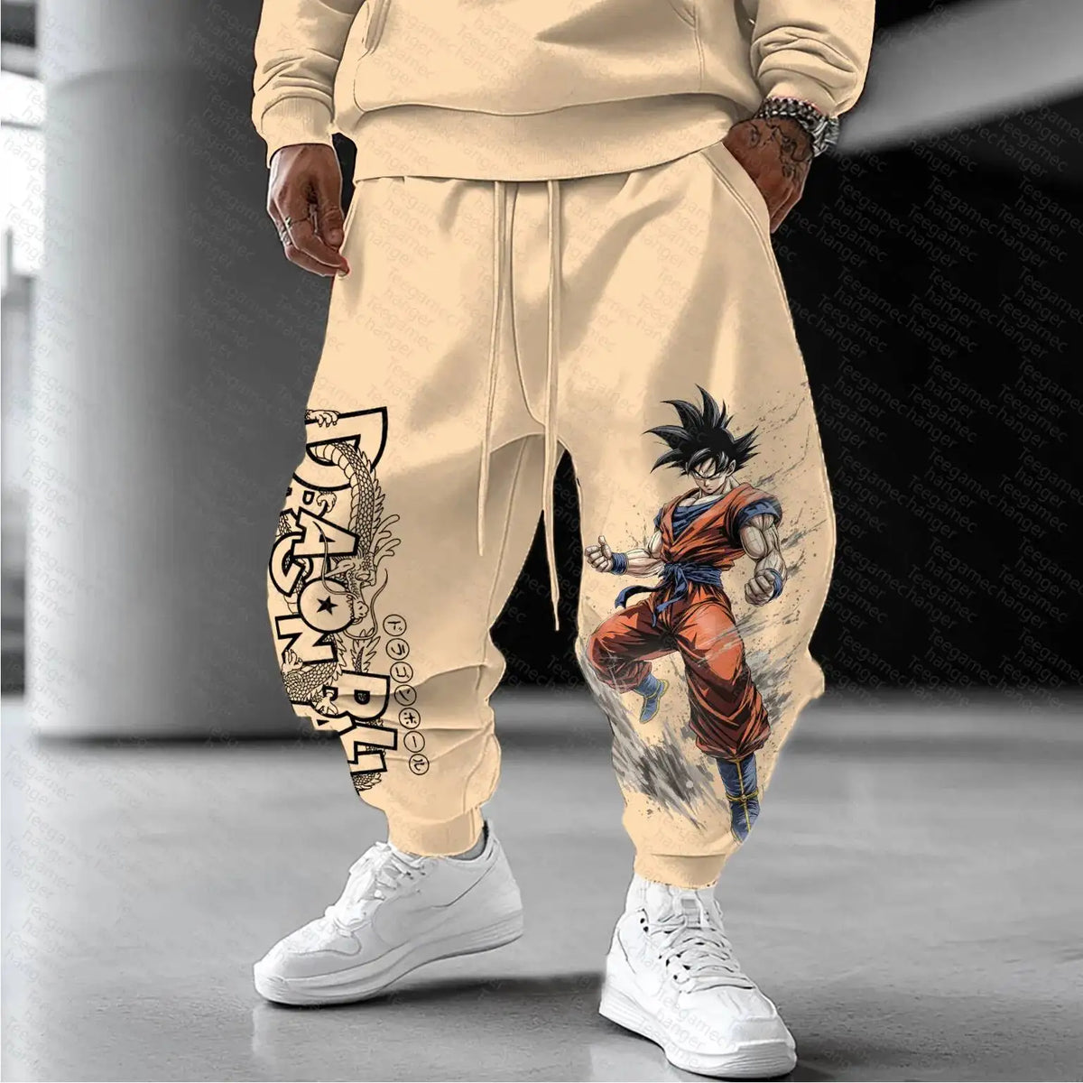 Dragon Ball Hoodie | Khaki Cotton Pullover | Anime Graphic Print | Unisex