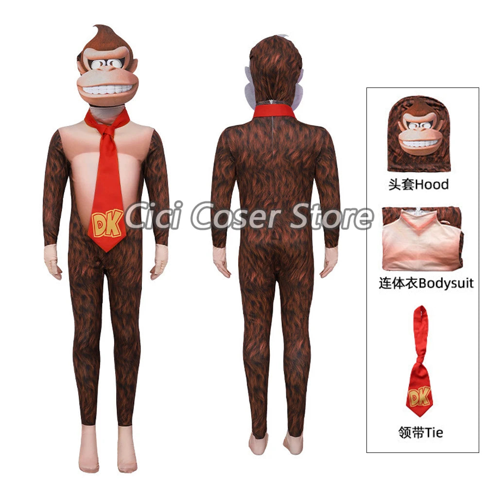Donkey Kong Jumpsuit | Attached Hood | Unisex Fit | Adult Halloween Outfit