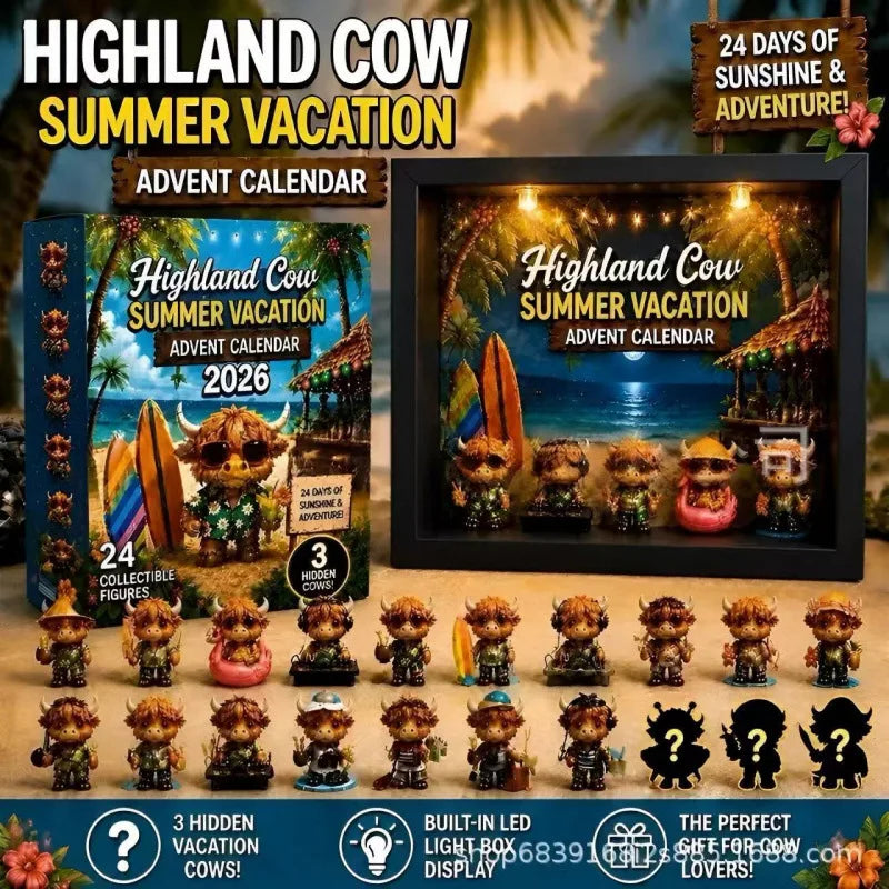 Advent Calendar | Highland Cow Lightbox | Summer And Halloween Countdown | Seasonal Display Decor