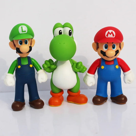 Super Mario Luigi Peach Bowser Yoshi Wario Action Figure Anime Model Toys Cartoon Doll Birthday Gift for Children Kids