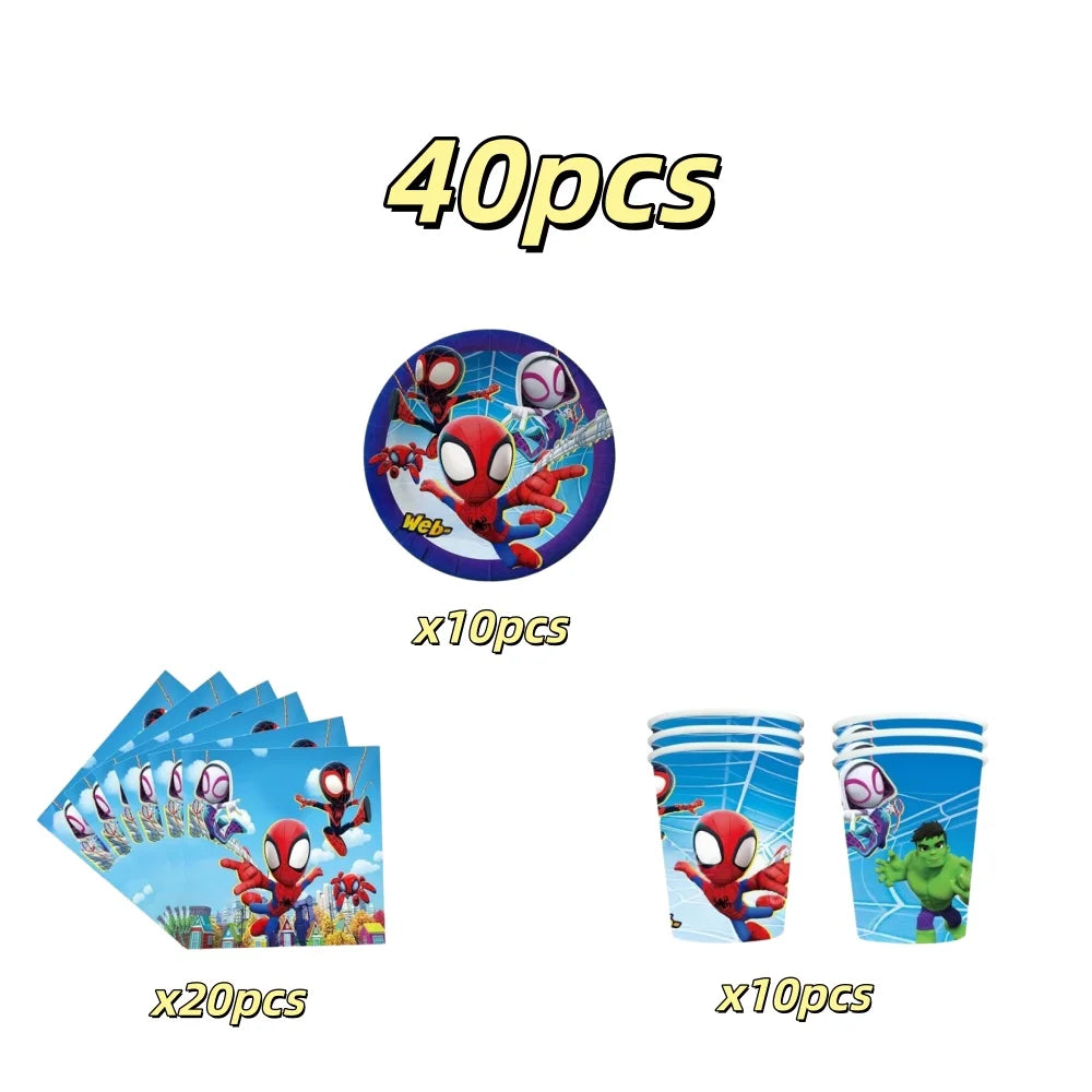 Spider Hero Tableware Kit | Birthday Party Supplies | Plates Cups Tablecloth