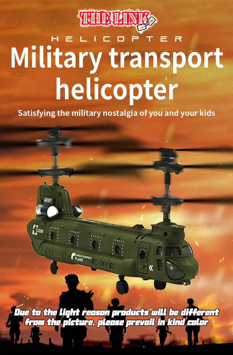 RC Remote Control Chinook CH-47 Helicopter Model S026H - 2.4G Double Paddle Transport Aircraft for Kids & Boys