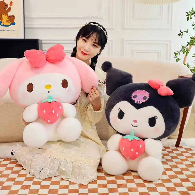 Ultra-Soft Strawberry Kuromi Stuffed Doll Pillow - Perfect Gift for Girls