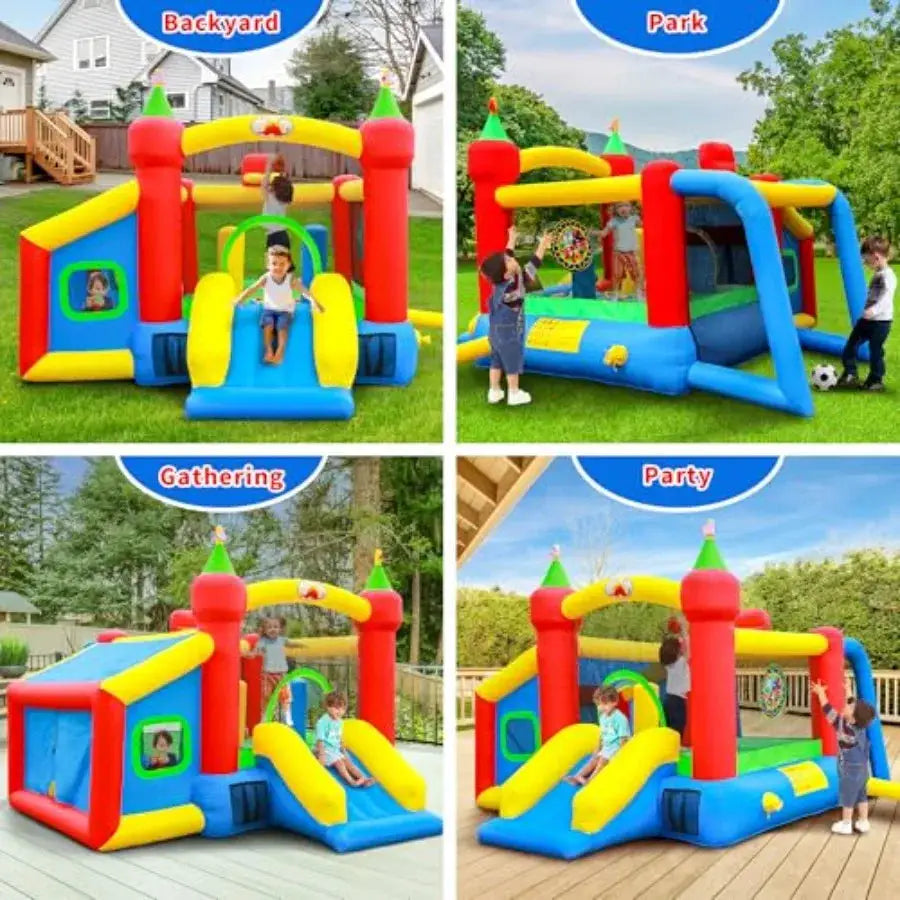 Inflatable Bounce House, Jumping Castle Slide with Blower, Bouncer with Ball Pit - ToylandEU