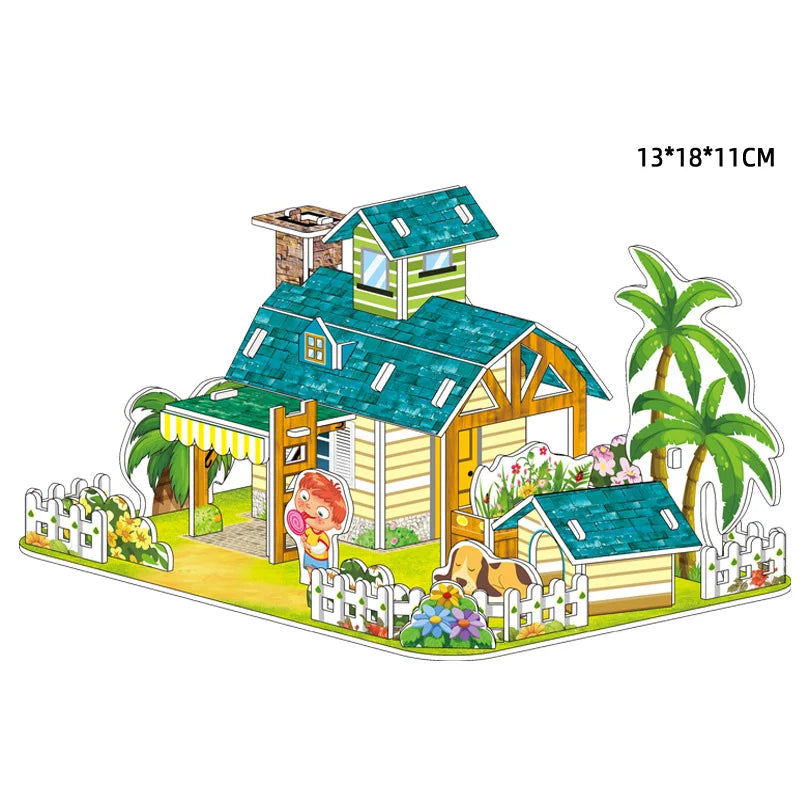 3D Puzzle | Villa House Castle Model | Cardboard Construction | Ages 6-14