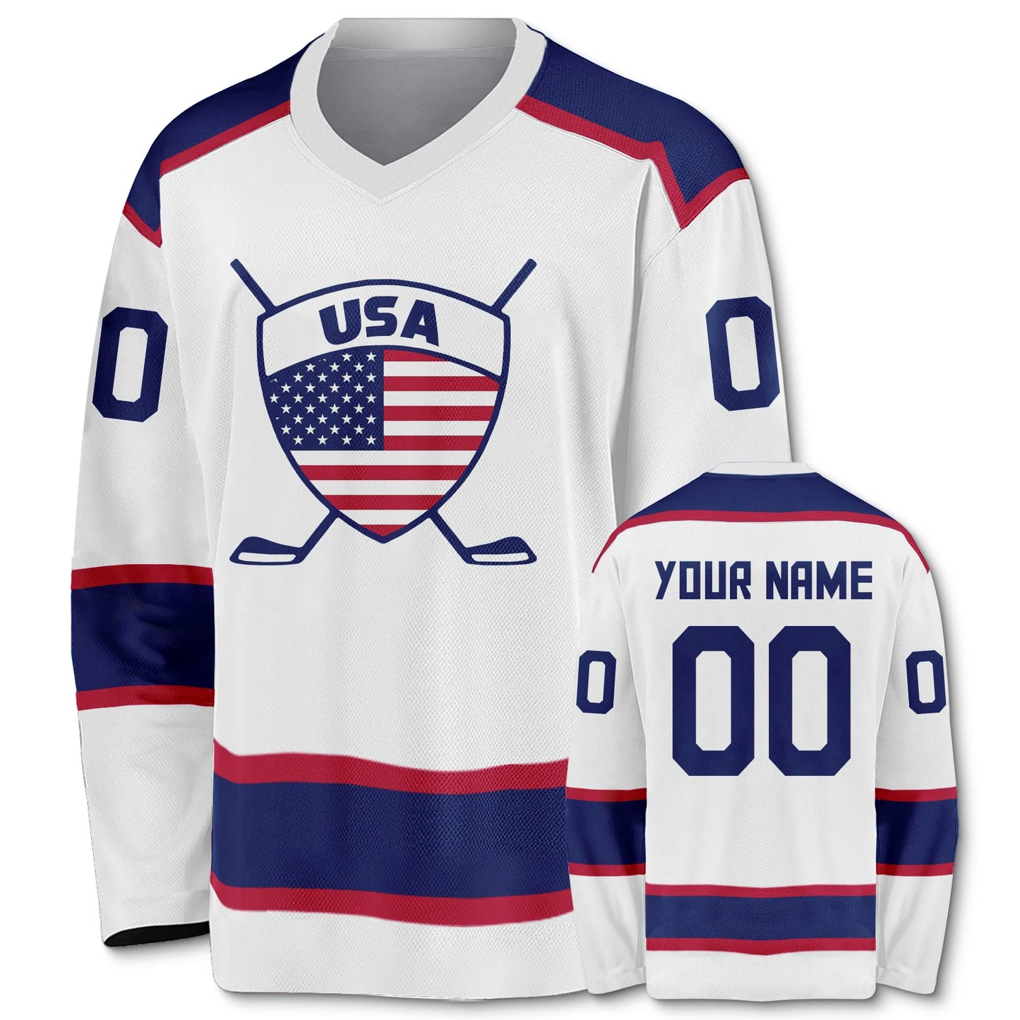 Customizable USA Hockey Jersey - Personalized Ice Hockey Uniform for Men, Women, and Kids - Fan Gear with Custom Name & Number