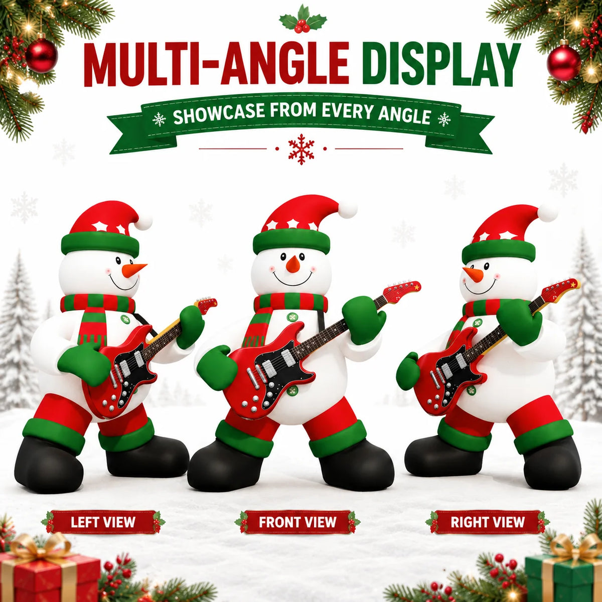 Inflatable Christmas Snowman | 26 Ft Size | Playing Guitar | Outdoor Yard Display