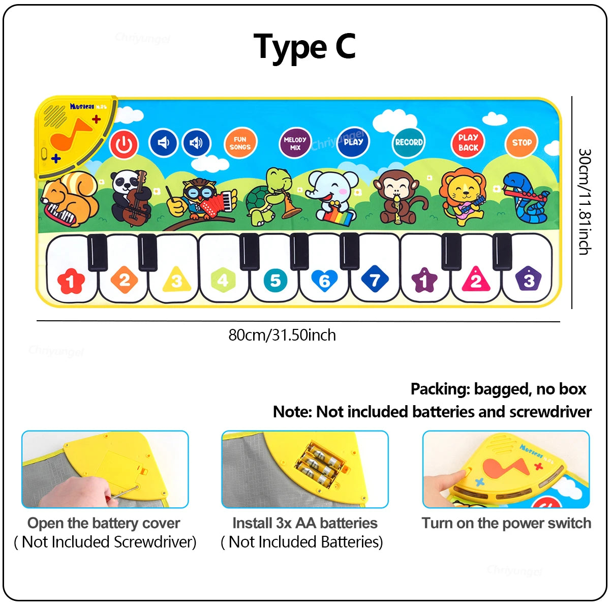 Kids Piano Mat Floor Keyboard Dance Rug For Musical Fun