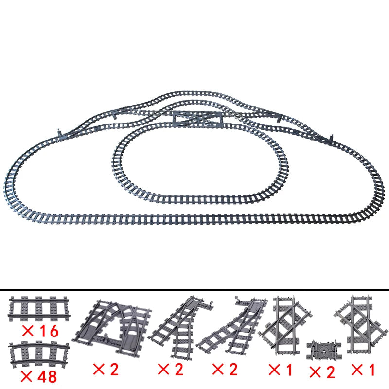 City Train Tracks Building Blocks Kit For Kids DIY Creativity