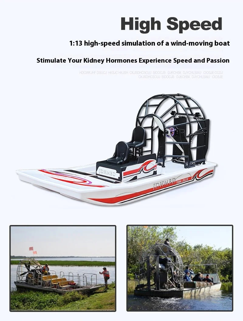 RC 1:13 Scale RC Amphibious Rescue Electric Boat - DIY Remote Control Hovercraft Toy for Outdoor Fun