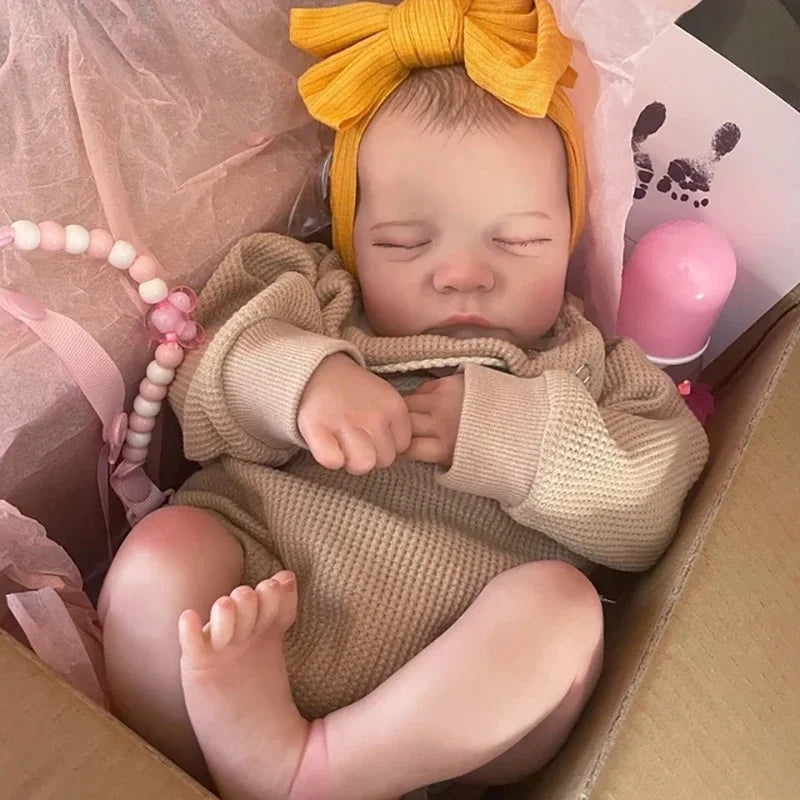 Lifelike 17-Inch Sleeping Levi Reborn Baby Doll - Collectible Art Toy