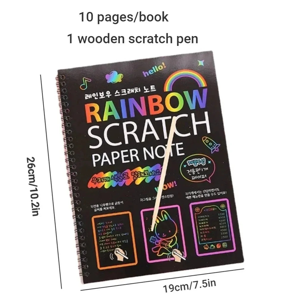 Kids Montessori Scratch Art Painting Book Rainbow Scratch-off Paper - ToylandEU