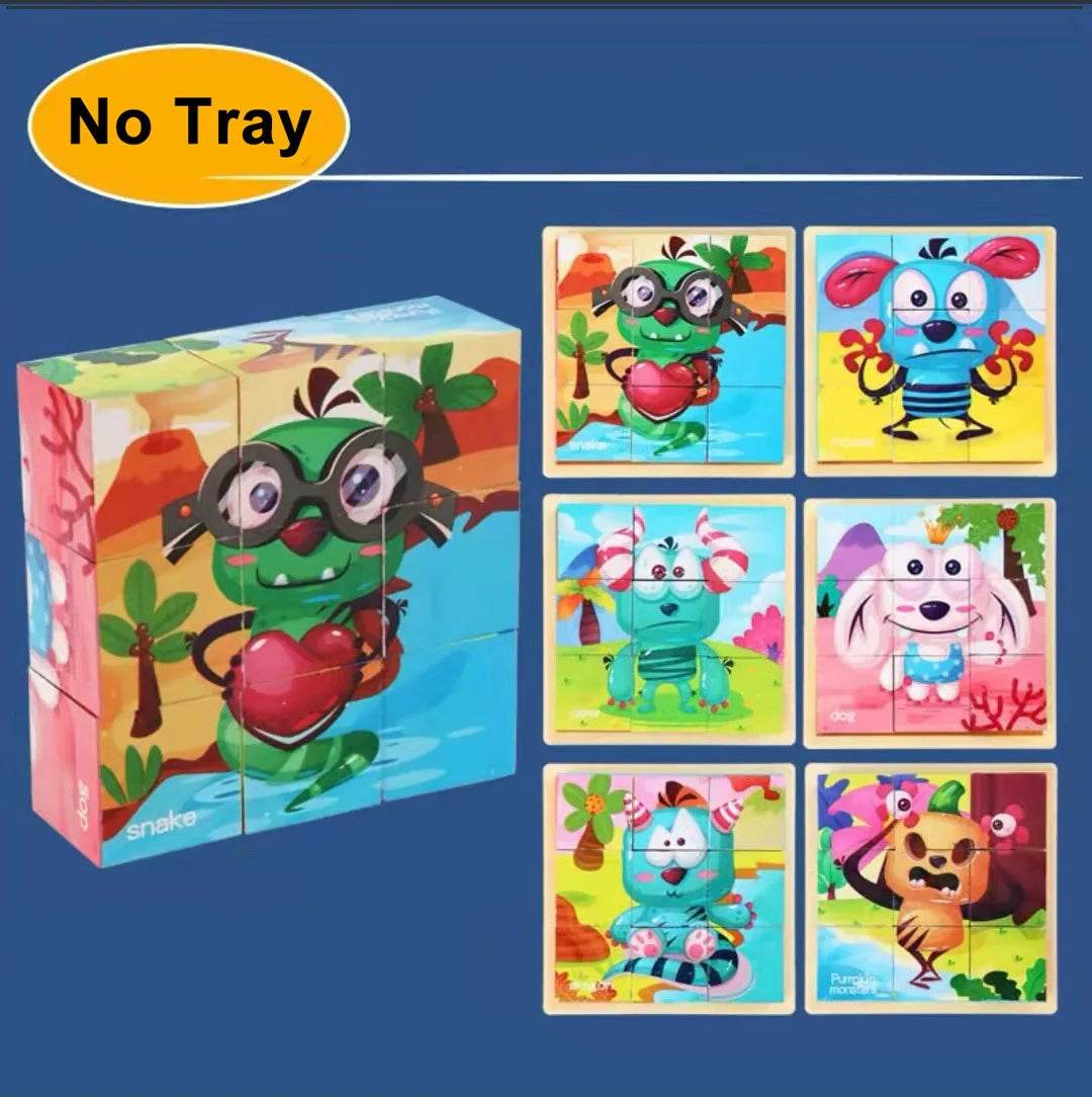3D Cube Wooden Puzzle Children's Nine Pieces Six-Sided Block Montessori Educational Toy - ToylandEU