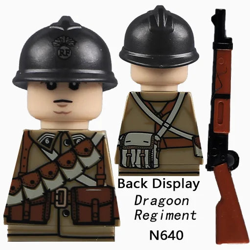 French Infantry Brick Set | WW2 Military Gear | Armor And Gun Kit | Kids Gift