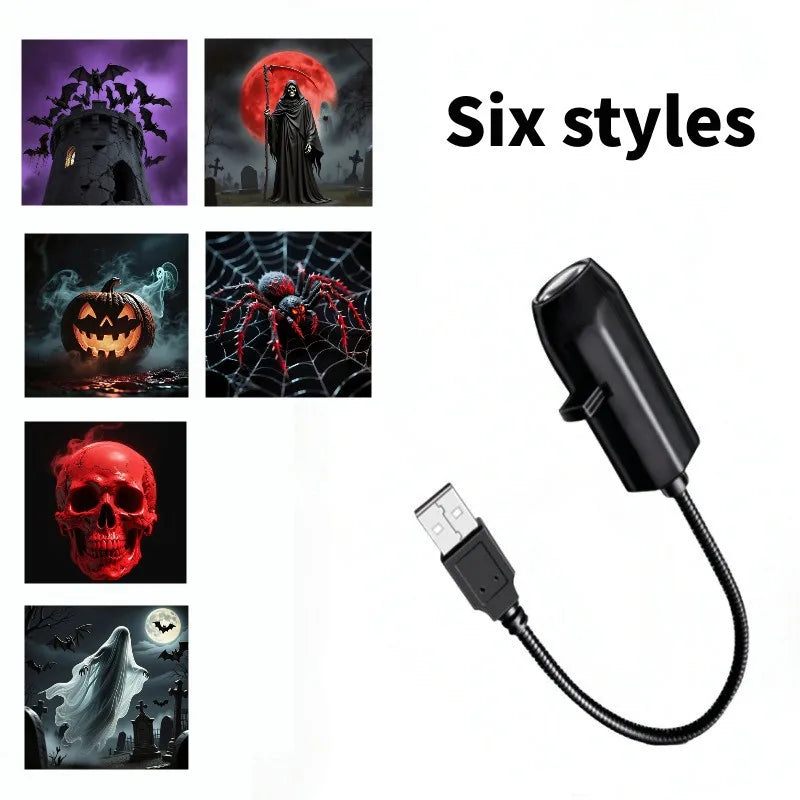 LED Projector Light | Ghost Skull Pattern | USB Powered | Room Ceiling Decor