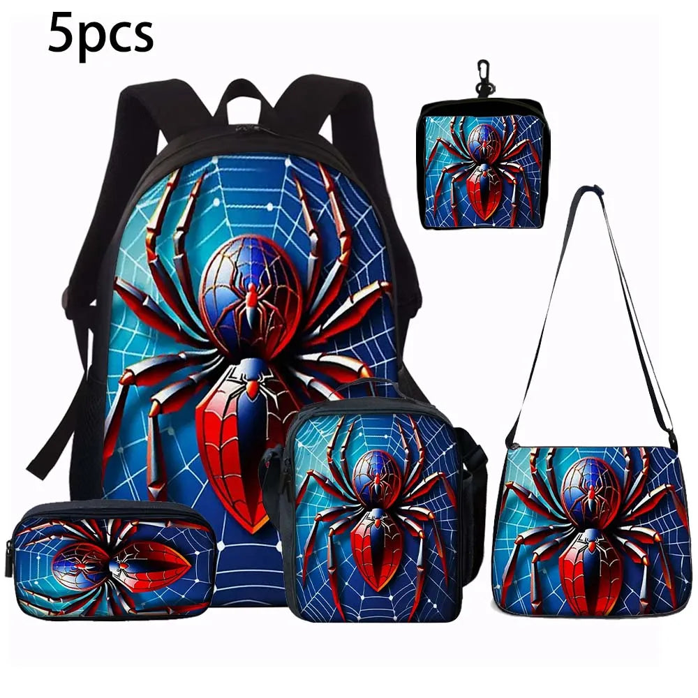 Backpack Set | Spider Print Design | Polyester Softback | 1pc-5pc