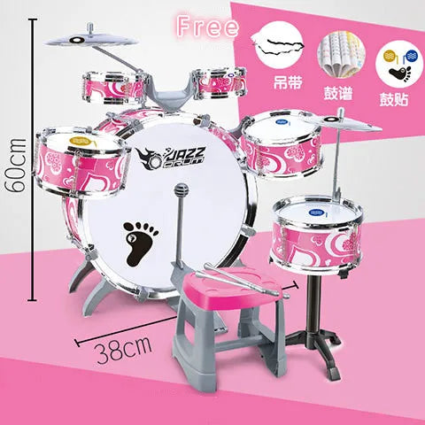 Fashion Large Children Music Jazz Drums Set ( 6 drums + 2 cymbals )