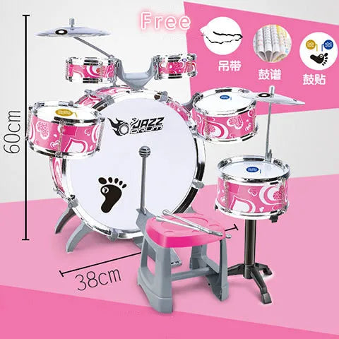 Fashion Large Children Music Jazz Drums Set ( 6 drums + 2 cymbals ) Toyland EU