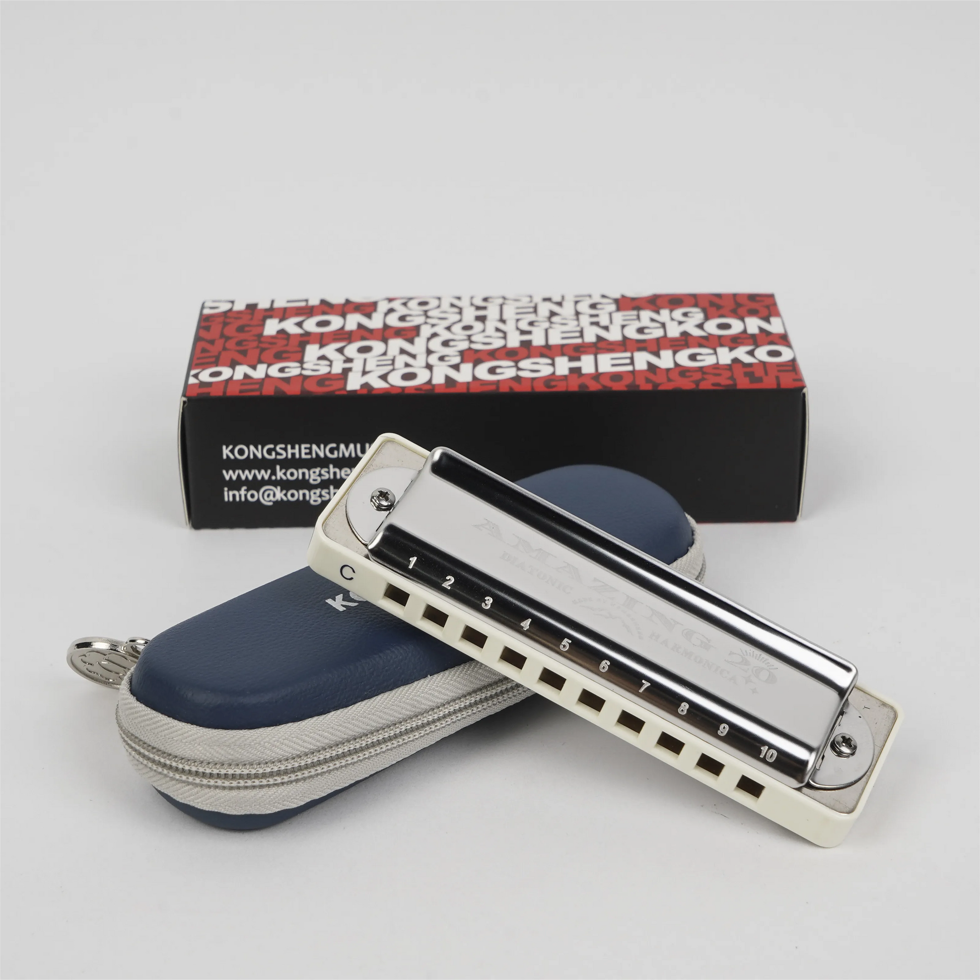 KONGSHENG New Amazing 20 10-Hole Diatonic Harmonica White and Black Toyland EU