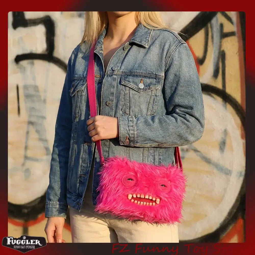 Fuggler Original Plush Shoulder Bag Big Head Screech Wide Eyed Weirdo Ugly Tooth Monster Crossbody Furry Backpack Birthday Gift - ToylandEU