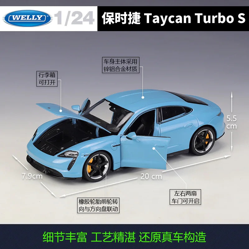 Diecast Car Model | 1:24 Scale | Porsche Taycan Turbo S | Collectible Gift