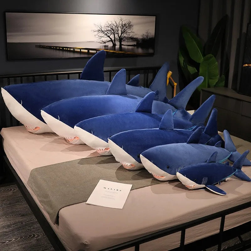 60-130cm Plush Giant Shark Toy Sea Fish Doll Animals Long Sleeping - ToylandEU
