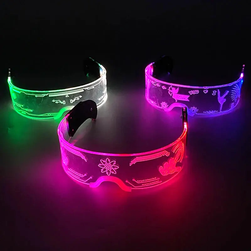 Led Luminous Glasses Bar Masquerade Concert Rave Goggles Rainbow Space Robot Futuristic Led DJ LIGHT Glasses Star Y2k Glasses - ToylandEU