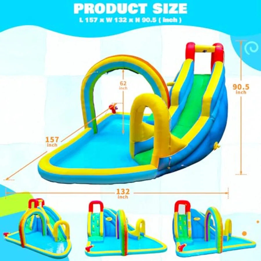 Inflatable Water Slide Park With Air Blower And Rainbow Sprinkler