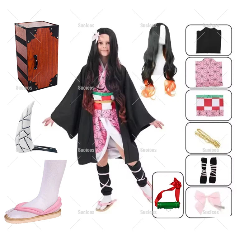 Nezuko Cosplay Props | Faux Leather Horns | Fang Teeth Set | Unisex Party Wear